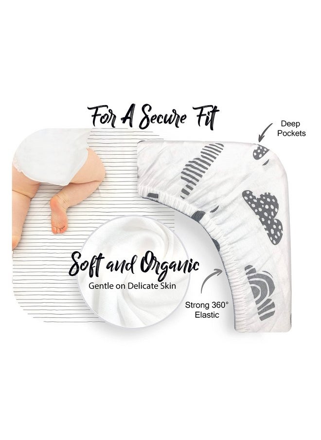 100% Organic Cotton 2 Pk of Bedside Sleeper Bassinet Fitted Mattress Sheets for Mika Micky, Baby Delight, Ronbei, Chicco, KoolerThings, Cloud Baby, AMKE, Angelbliss, Maxi-COSI, Arm's Reach, and More.