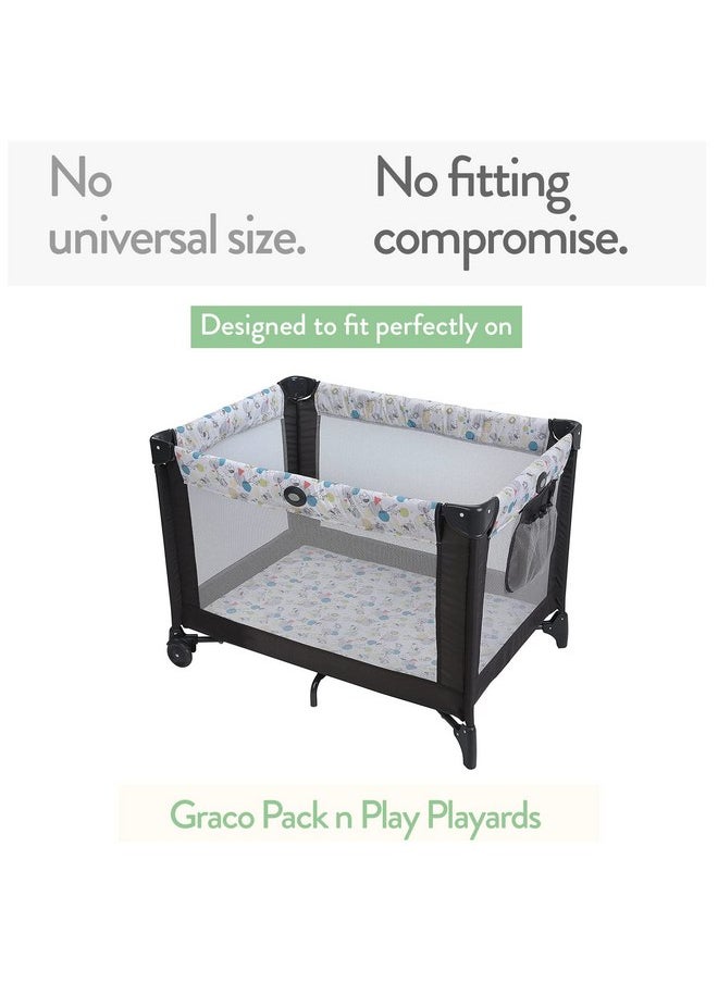 Cuddly Cubs Pack n Play Sheets | 2 Pack Playard Sheet for Baby Girl and Boy | Pure Jersey Cotton Unisex Mini Portable Crib Sheets | Sheep and Stripe in Grey | Compatible with Graco Pack and Play