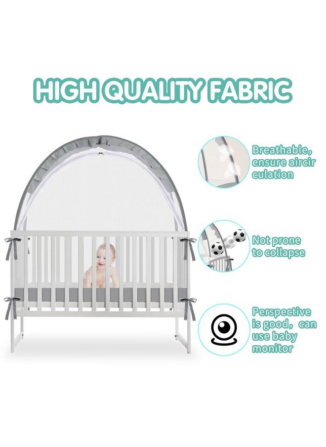 Crib Tent - Crib Net to Keep Baby in, Stop Baby from Climbing Out of Crib, Pop Up Baby Crib Tent with Durable Breathable Net Double Zipper Strong Rods Installation Convenience