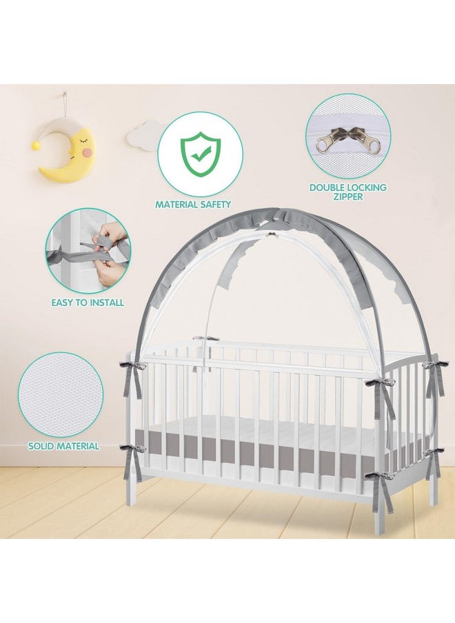 Crib Tent - Crib Net to Keep Baby in, Stop Baby from Climbing Out of Crib, Pop Up Baby Crib Tent with Durable Breathable Net Double Zipper Strong Rods Installation Convenience