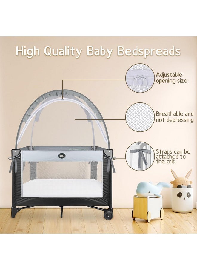 Crib Tent to Keep Baby from Climbing Out - Crib Net to Keep Baby in - Mesh Crib Climbing Prevention, Pop Up Baby Crib Tent, Two-Way Self-Locking Metal Zipper (Grey, Small)