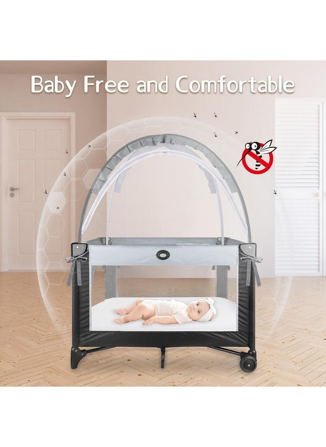 Crib Tent to Keep Baby from Climbing Out - Crib Net to Keep Baby in - Mesh Crib Climbing Prevention, Pop Up Baby Crib Tent, Two-Way Self-Locking Metal Zipper (Grey, Small)