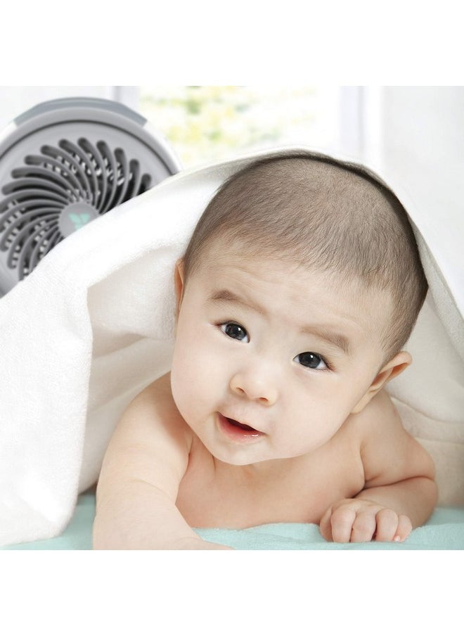 Vornadobaby Breesi Nursery Air Circulator Fan for Baby and Kids Room with Child Lock, Hidden Cord Storage, Finger-Friendly Design, White