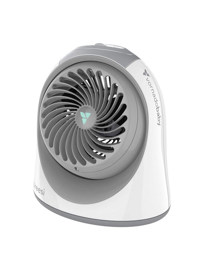 Vornadobaby Breesi Nursery Air Circulator Fan for Baby and Kids Room with Child Lock, Hidden Cord Storage, Finger-Friendly Design, White