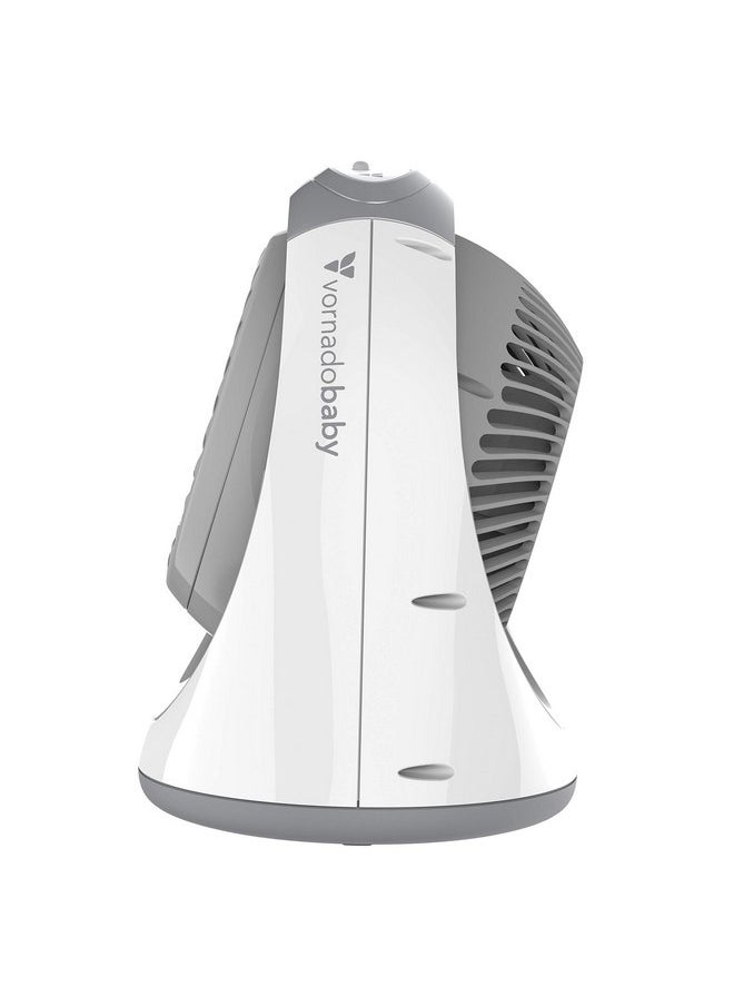 Vornadobaby Breesi Nursery Air Circulator Fan for Baby and Kids Room with Child Lock, Hidden Cord Storage, Finger-Friendly Design, White