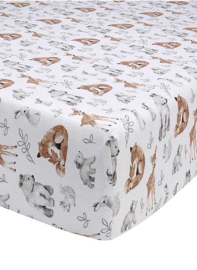 Lambs & Ivy Painted Forest 4-Piece Crib Bedding Set - Gray, Beige, White