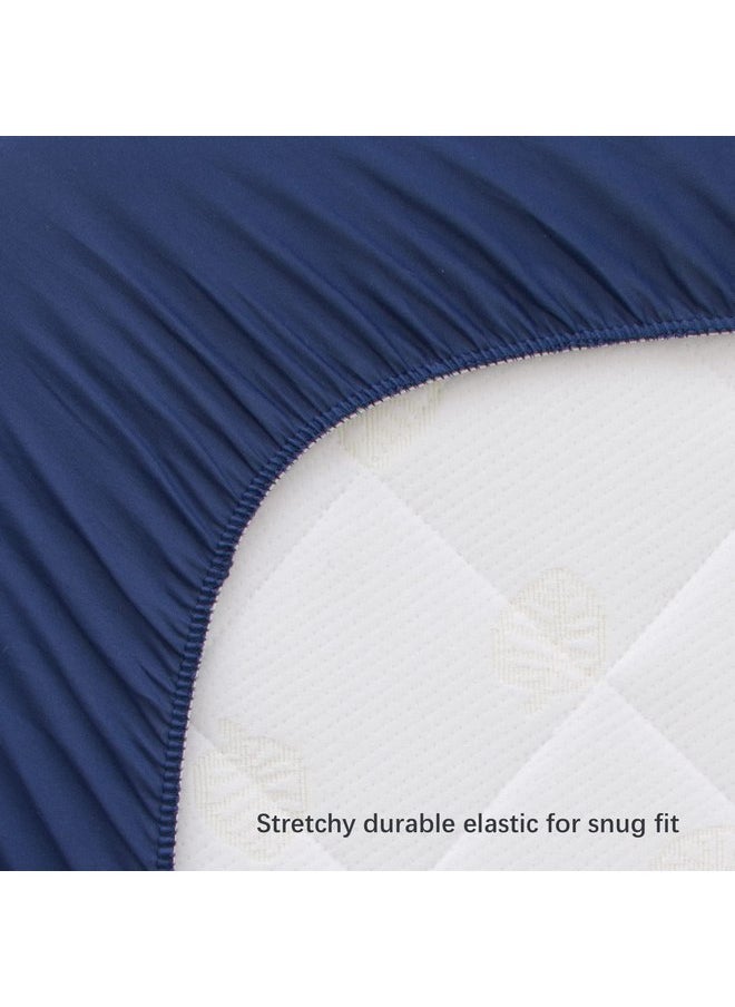 Square Playard/Playpen Fitted Sheets, Perfect for New Room2 / TotBloc Portable Playard, 2 Pack, Ultra Soft Microfiber, Fitted Playpen Sheet, Navy Cloud and Grey Arrow