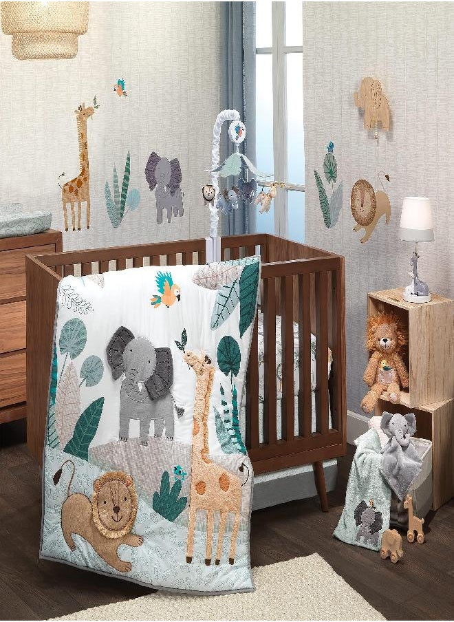 Lambs & Ivy Jungle Friends 5-Piece Safari Animals Nursery Baby Crib Bedding Set