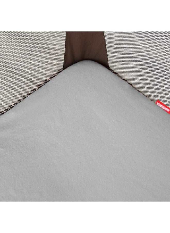 Pack N Play Fitted Sheet, 100% Cotton Flannel, Fitted Portable Mini Crib Sheet for Girls Boys, Ultra Soft Breathable Convertible Playard Mattress Cover, Playard Playpen Sheet Warm, Grey