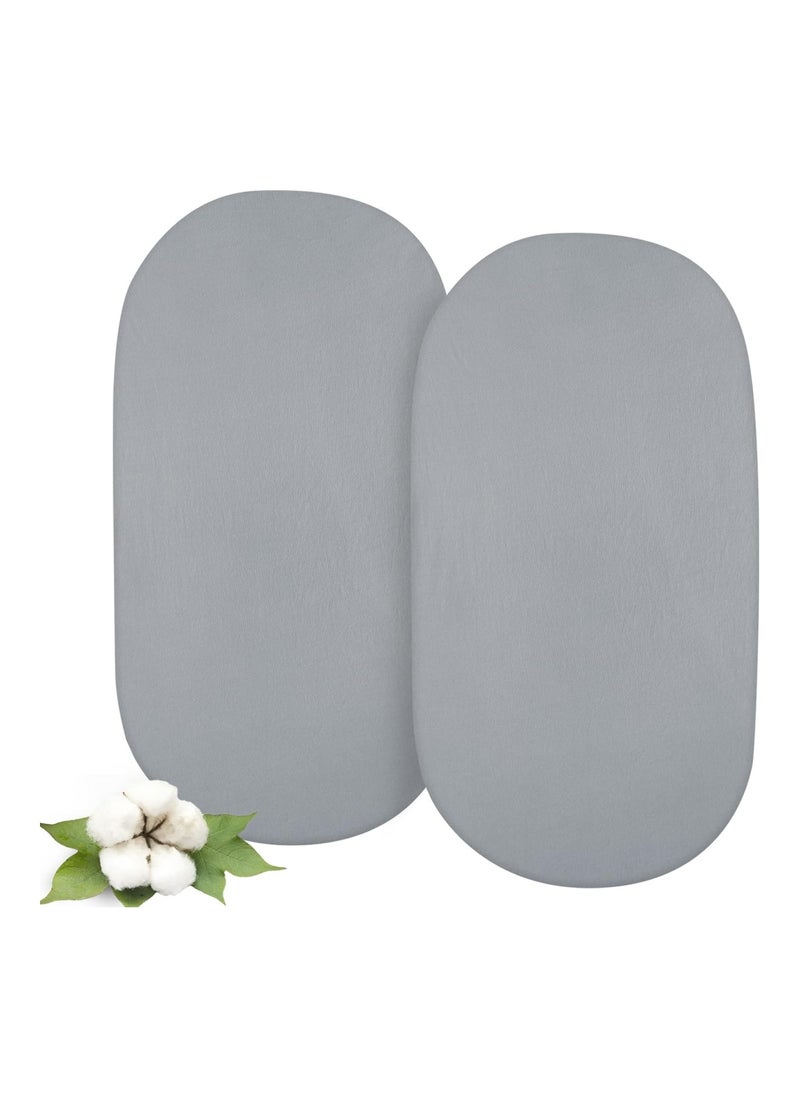 3 In 1 Bedside Bassinet 100% Cotton 2 Pack Ultra Soft Bassinet Sheet Grey