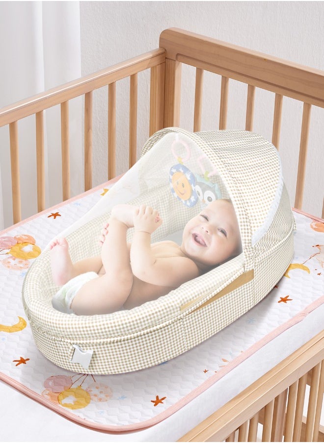 Baby Travel Bassinet Portable Bassinets Foldable Baby Co-Sleeping Bed Lightweight Travel Pod Infant Travel Bed with Mosquito