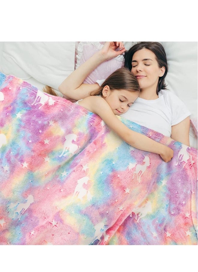 Rainbow Color Kids Blanket, 1.5*1.3m Blanket Is Super Comfortable, Plush And Soft Wool Blanket Is Perfect As A Birthday Gift For Girls And Boys, I Believe Kids Will Love It Very Much