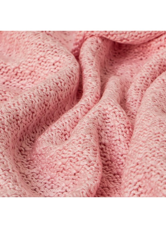 NTBAY Cooling Baby Blanket - Cable Knit Toddler Blanket - Rayon Derived from Bamboo, Soft and Breathable 30x40 Blanket, 30x40 Inches, Pink
