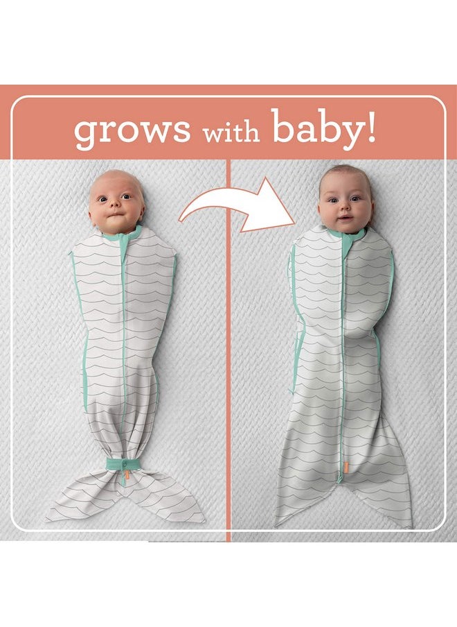 SwaddleMe Room to Grow Pod - 0-6 Months, 1-pack (Teal Waves) Expandable Baby Swaddle Grows with Baby and Helps Prevent The Startle Reflex for Comfortable Sleep