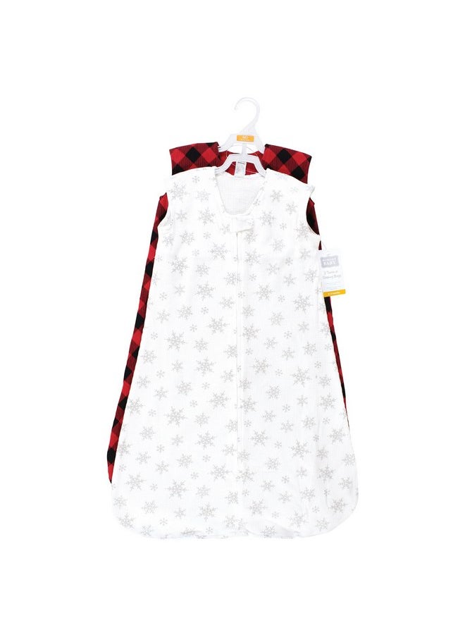 Hudson Baby Unisex Baby Thermal Sleeveless Sleeping Bag 2pk, Snowflake, 6-12 Months