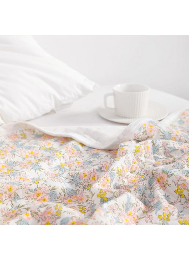 NTBAY Jersey Cotton Quilted Toddler Blanket, Breathable and Warm for Boys and Girls Baby Blanket, 30x40 Inches, Pink Floral