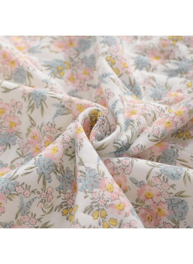 NTBAY Jersey Cotton Quilted Toddler Blanket, Breathable and Warm for Boys and Girls Baby Blanket, 30x40 Inches, Pink Floral
