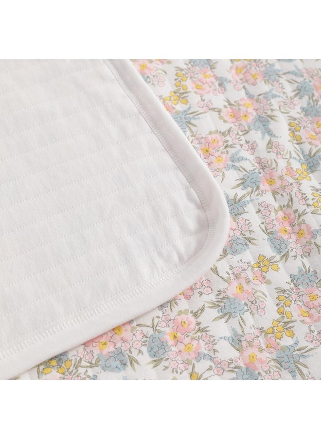 NTBAY Jersey Cotton Quilted Toddler Blanket, Breathable and Warm for Boys and Girls Baby Blanket, 30x40 Inches, Pink Floral