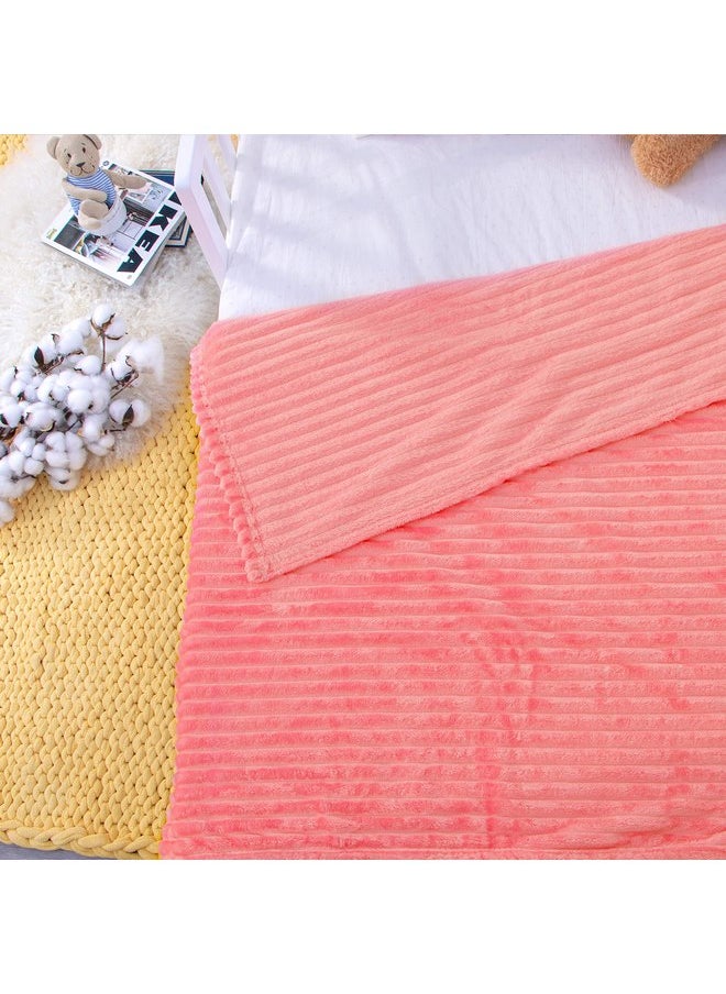 NTBAY Flannel Fuzzy Toddler Blanket, Fluffy Warm and Lightweight Reversible Stripes Design Baby Plush Blanket, 30x40 Inches, Pink