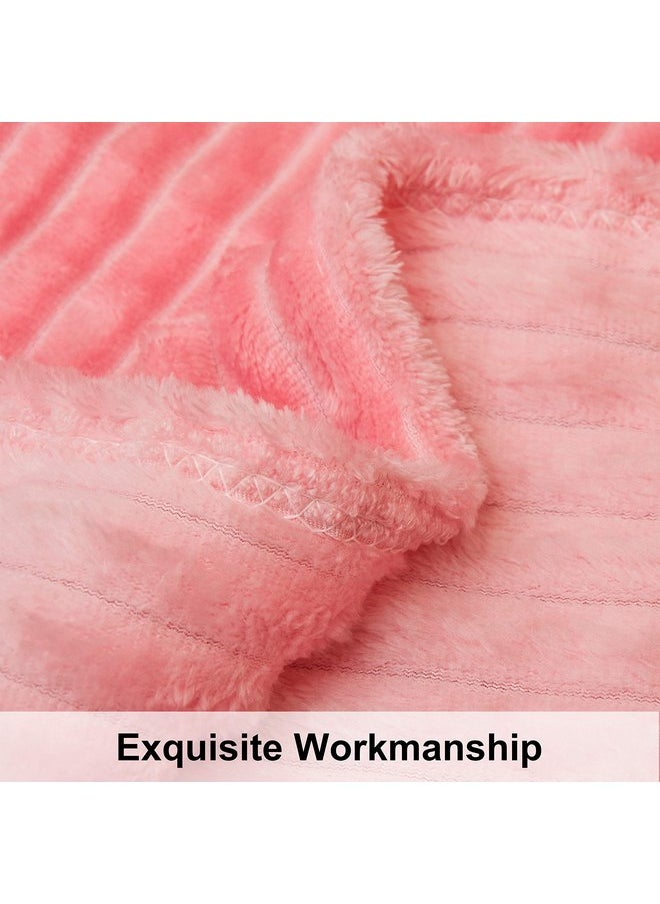 NTBAY Flannel Fuzzy Toddler Blanket, Fluffy Warm and Lightweight Reversible Stripes Design Baby Plush Blanket, 30x40 Inches, Pink