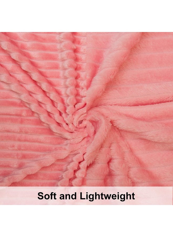 NTBAY Flannel Fuzzy Toddler Blanket, Fluffy Warm and Lightweight Reversible Stripes Design Baby Plush Blanket, 30x40 Inches, Pink