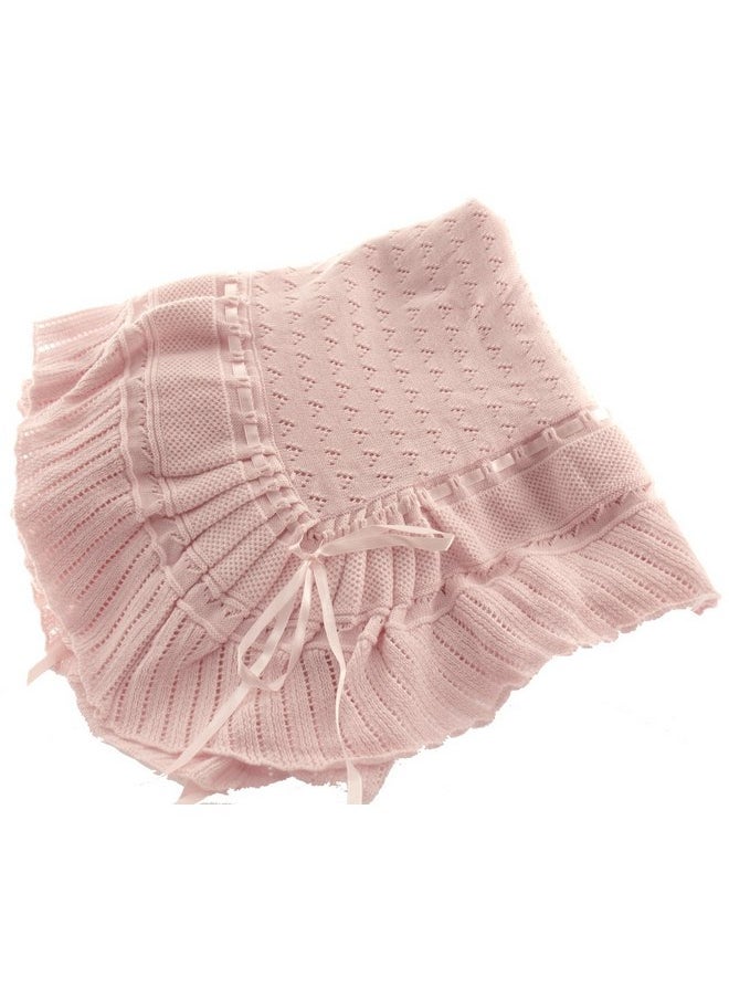 Feltman Brothers Pink Knit Shawl Blanket Baby Girl (Pink)