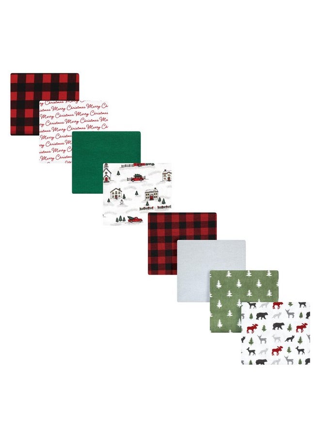 Hudson Baby Unisex Baby Cotton Flannel Receiving Blankets Bundle Set, Christmas Scene Woodland Christmas, One Size