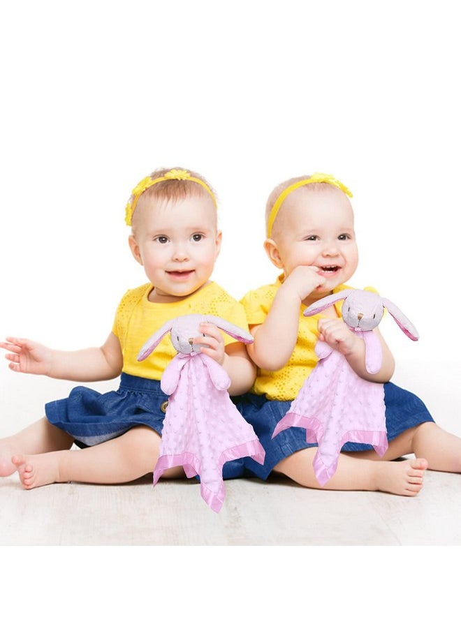 Pro Goleem Bunny Security Blanket Twin Baby Gifts Baby Snuggle Toy Lovey for Infant Girls Soft Lovie Pink, 2 Pack
