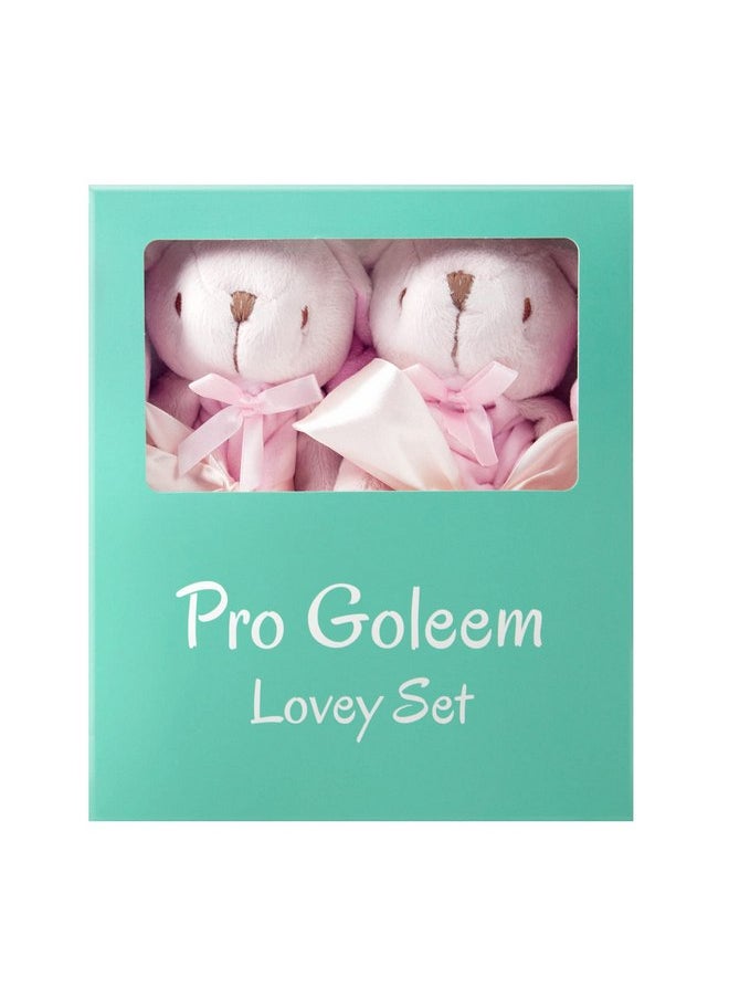 Pro Goleem Bunny Security Blanket Twin Baby Gifts Baby Snuggle Toy Lovey for Infant Girls Soft Lovie Pink, 2 Pack