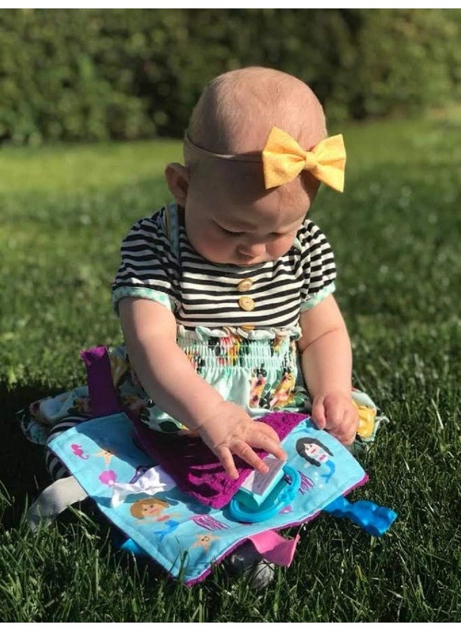 Baby Sensory, Security & Teething Closed Ribbon Tag Lovey Blanket with Minky Dot Fabric: 14”X18” (Mermaids and Narwhals)