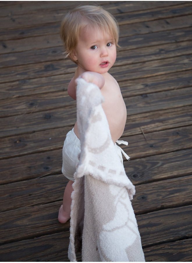 Barefoot Dreams CozyChic Scalloped Baby Receiving Blanket - Blue & White 30x 32,B551