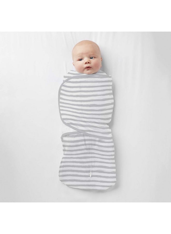 BreathableBaby Adjustable 3-in-1 Soft Premium Cotton Newborn Swaddle Trio Blanket & Wrap, (Infants 0-4 months) - Gray Watercolor Stripe, Arms Up, Arms Down, Arms Out, 61233-A