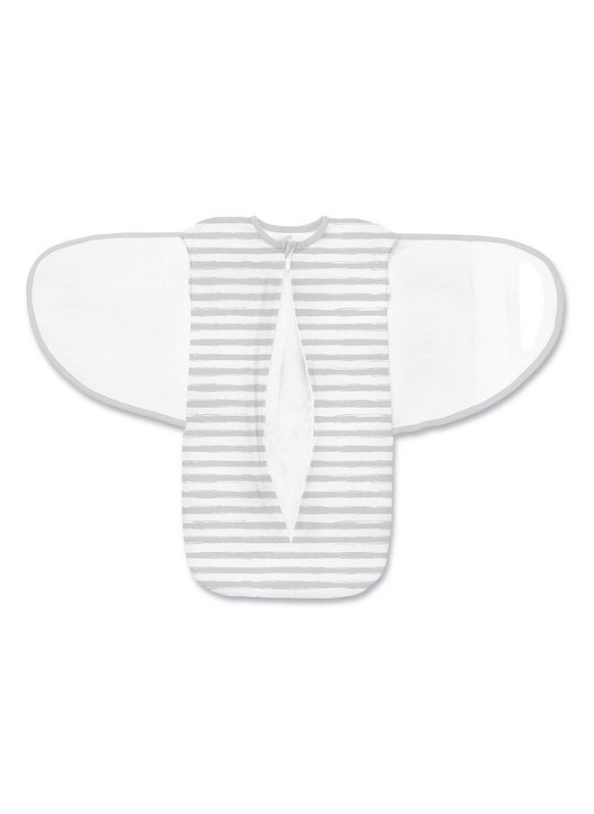 BreathableBaby Adjustable 3-in-1 Soft Premium Cotton Newborn Swaddle Trio Blanket & Wrap, (Infants 0-4 months) - Gray Watercolor Stripe, Arms Up, Arms Down, Arms Out, 61233-A