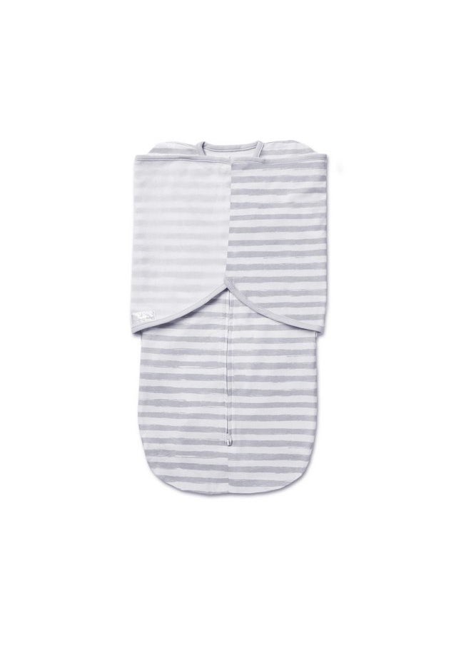 BreathableBaby Adjustable 3-in-1 Soft Premium Cotton Newborn Swaddle Trio Blanket & Wrap, (Infants 0-4 months) - Gray Watercolor Stripe, Arms Up, Arms Down, Arms Out, 61233-A