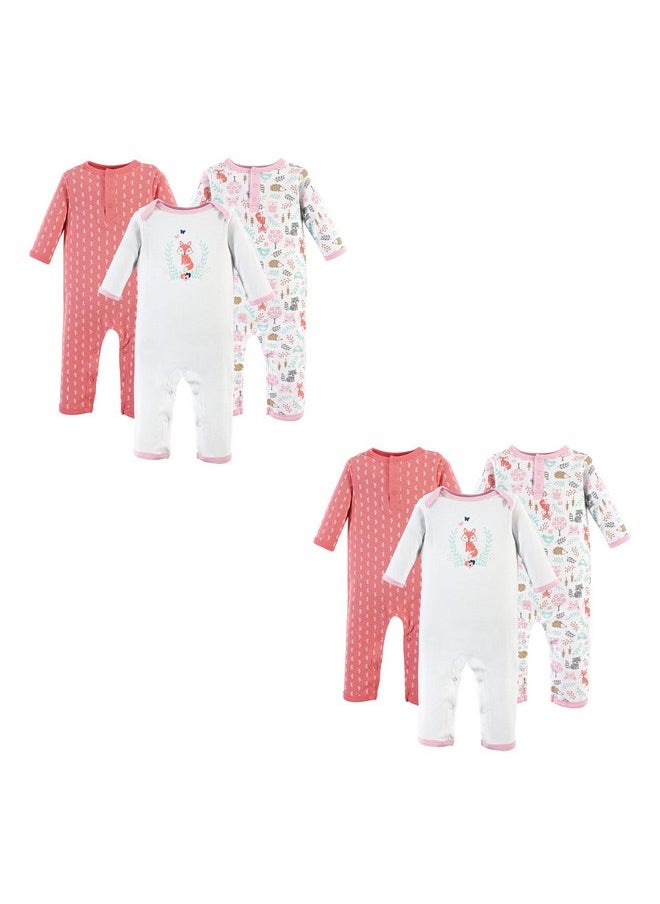 Hudson Baby Unisex Baby Cotton Coveralls Woodland Fox 6-Piece, 9-12 Months