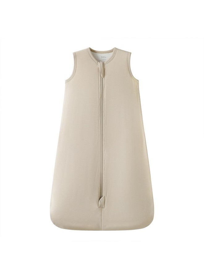 Owlivia Rayon from Bamboo Baby Sleep Sack, Unisex Toddler Sleeping Bag, 1.0 TOG, Baby Boy/Girl Wearable Blanket (3-12 Months, Beige)