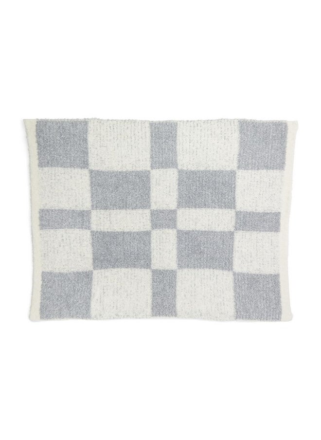 Barefoot Dreams, Unisex, CozyChic® Checkered Stroller Blanket (Infant), Moonbeam/Cream, Baby