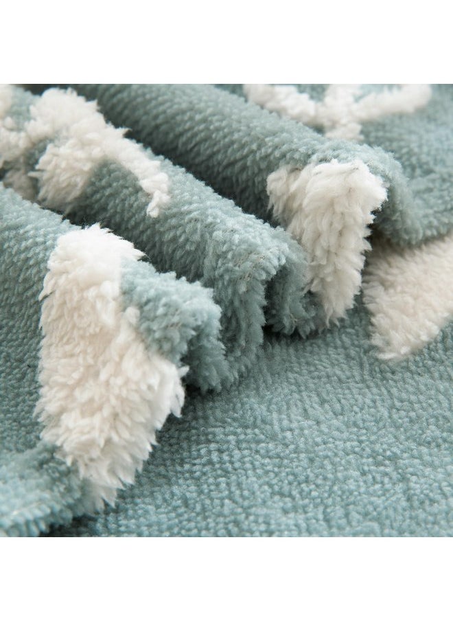 BORITAR 3D Fox Baby Blanket for Boys Girls Jacquard Fleece Fuzzy Toddler Nursery Blanket Soft Warm Cozy Blanket with 3D Animal Design for Infant or Newborn Home Decor (30 x 40 Inch, Sage Green)