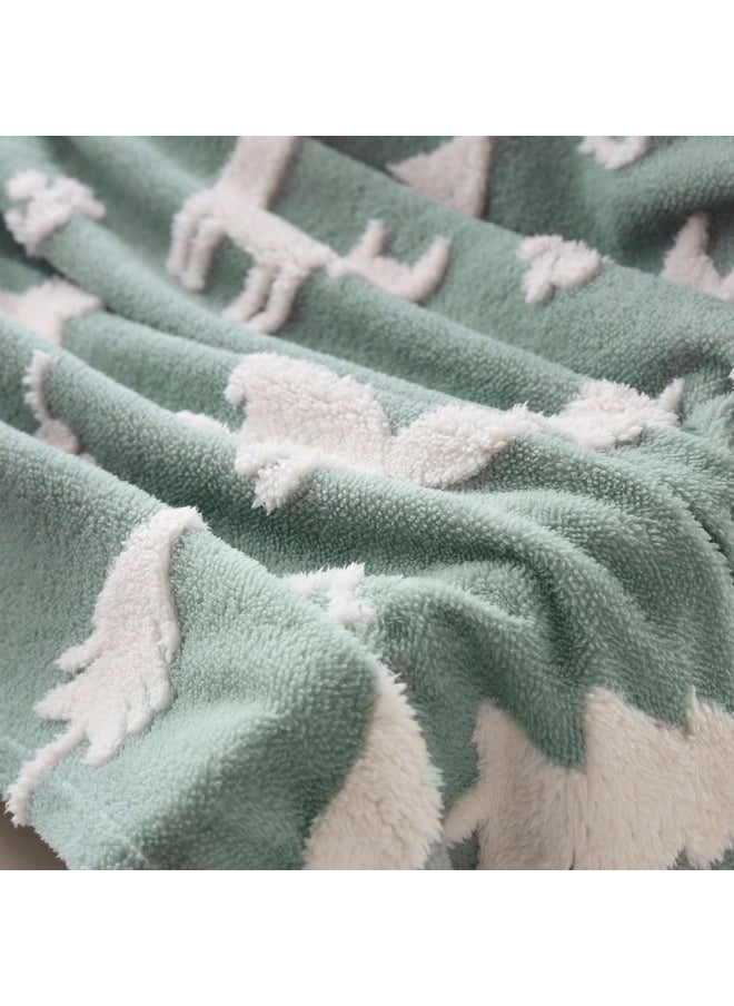 BORITAR 3D Fox Baby Blanket for Boys Girls Jacquard Fleece Fuzzy Toddler Nursery Blanket Soft Warm Cozy Blanket with 3D Animal Design for Infant or Newborn Home Decor (30 x 40 Inch, Sage Green)