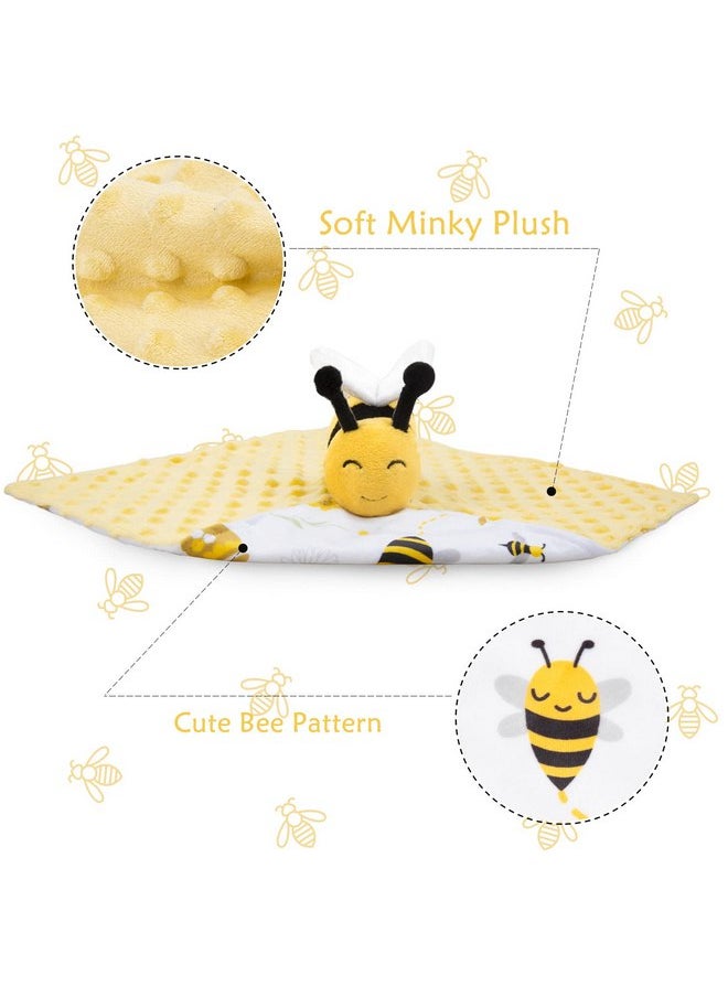 BORITAR Baby Security Blanket Soft Baby Lovey Unisex Lovey Baby Gifts for Newborn Boys and Girls Baby Snuggle Toy Baby Bee Stuffed Animal Yellow 14 Inch
