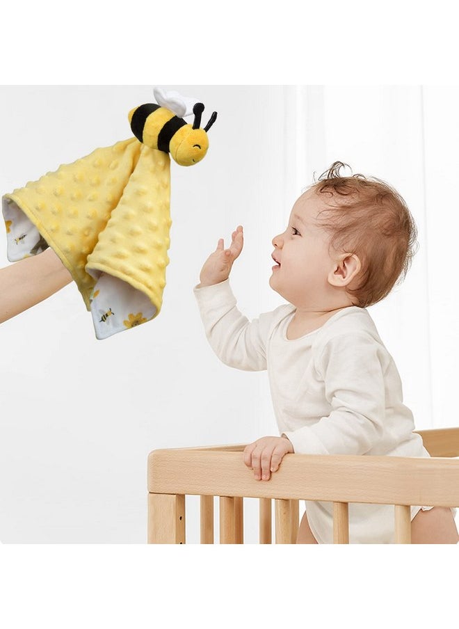 BORITAR Baby Security Blanket Soft Baby Lovey Unisex Lovey Baby Gifts for Newborn Boys and Girls Baby Snuggle Toy Baby Bee Stuffed Animal Yellow 14 Inch