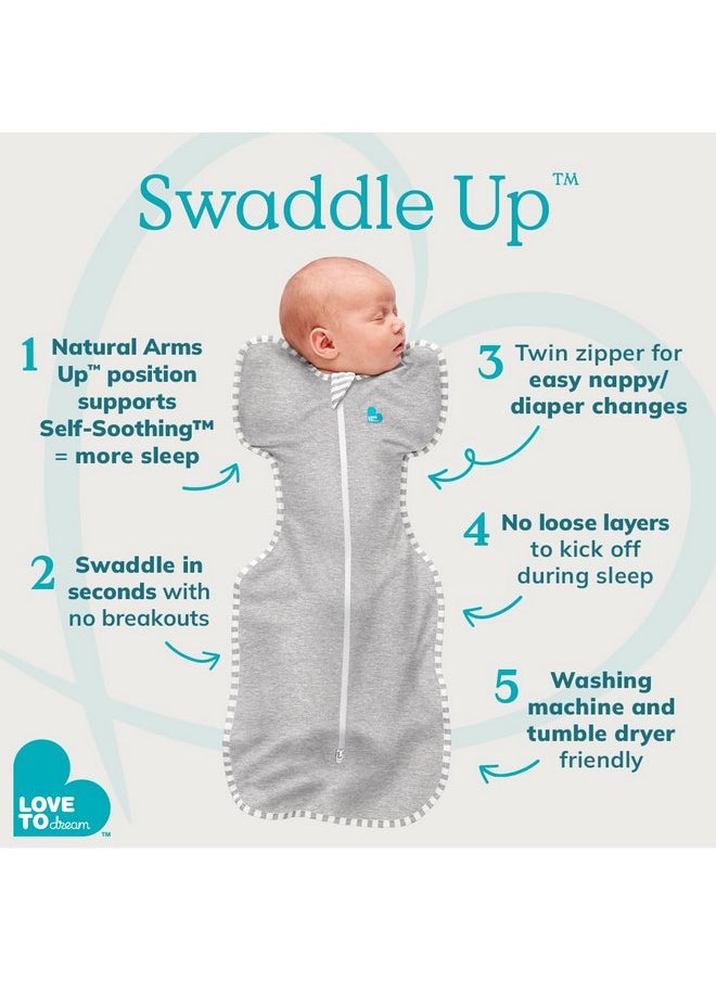 Love to Dream Swaddle UP, Baby Sleep Sack, Self-Soothing Swaddles for Newborns, Get Longer Sleep, Snug Fit Helps Calm Startle Reflex, Suitable for All Seasons, 8-13 lbs, North Star White