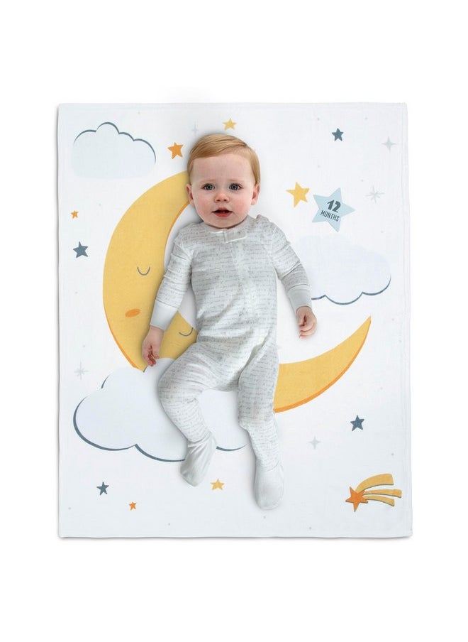 Delta Children Milestone Baby Blanket - Monthly Blanket for Pictures - Photo Blanket for Newborns, Moon