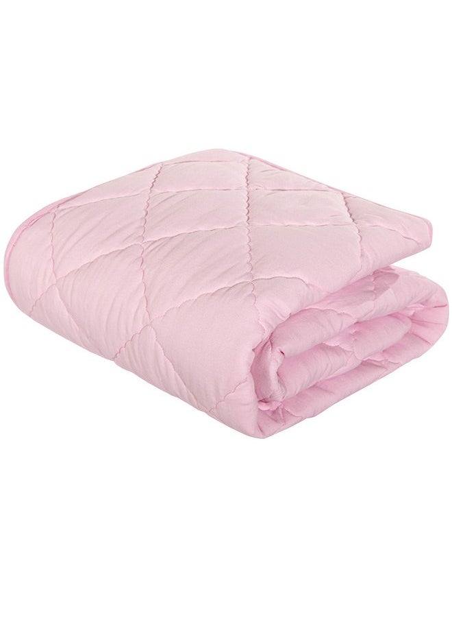 NTBAY Down Alternative Toddler Comforter, Lightweight and Warm Solid Color Baby Crib Quilted Blanket, 39x47 inches, Pink