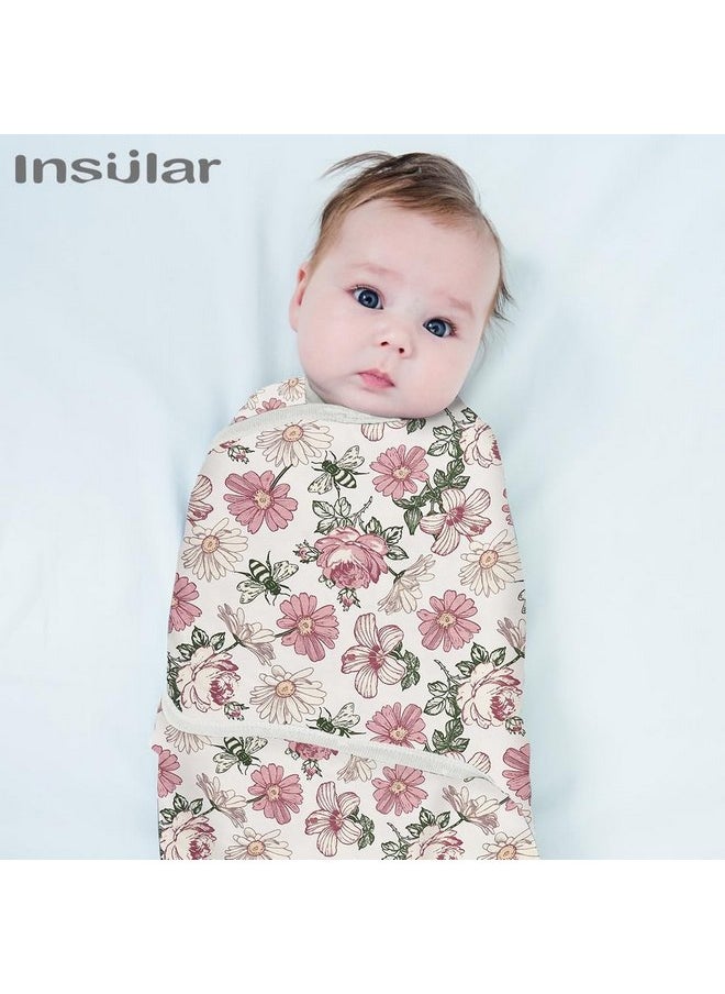 insular Baby Swaddle Wrap, Swaddle Blanket for Newborn and Infant, Adjustable Swaddle Set for Boy and Girl, Soft Cotton Baby Sleep Sack 3 Pack (Small(0-3 Month), Floral)