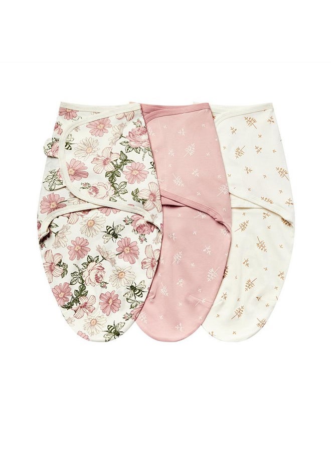 insular Baby Swaddle Wrap, Swaddle Blanket for Newborn and Infant, Adjustable Swaddle Set for Boy and Girl, Soft Cotton Baby Sleep Sack 3 Pack (Small(0-3 Month), Floral)