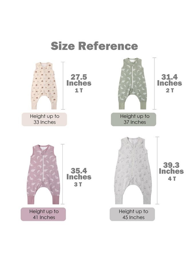 Owlivia 1.0 Tog 100% Organic Cotton Baby Sleeping Bag with Feet Toddler Sleeping Bags with Legs Sleeveless Wearable Blanket(1.0tog Green Feather,2 Years-80)