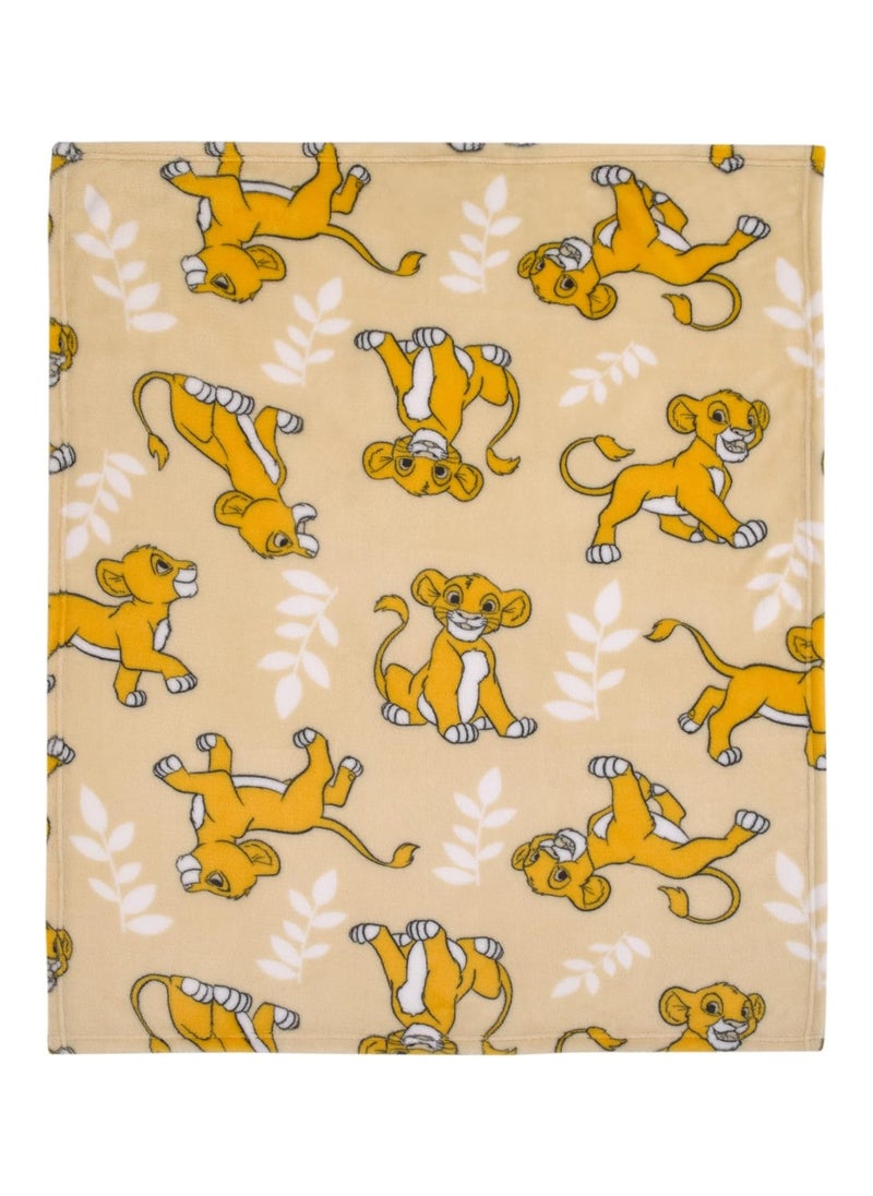 Disney Lion King Tan Beige And White Simba Super Soft Baby Blanket