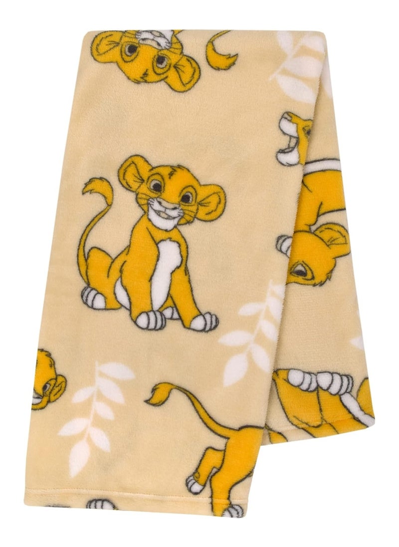 Disney Lion King Tan Beige And White Simba Super Soft Baby Blanket