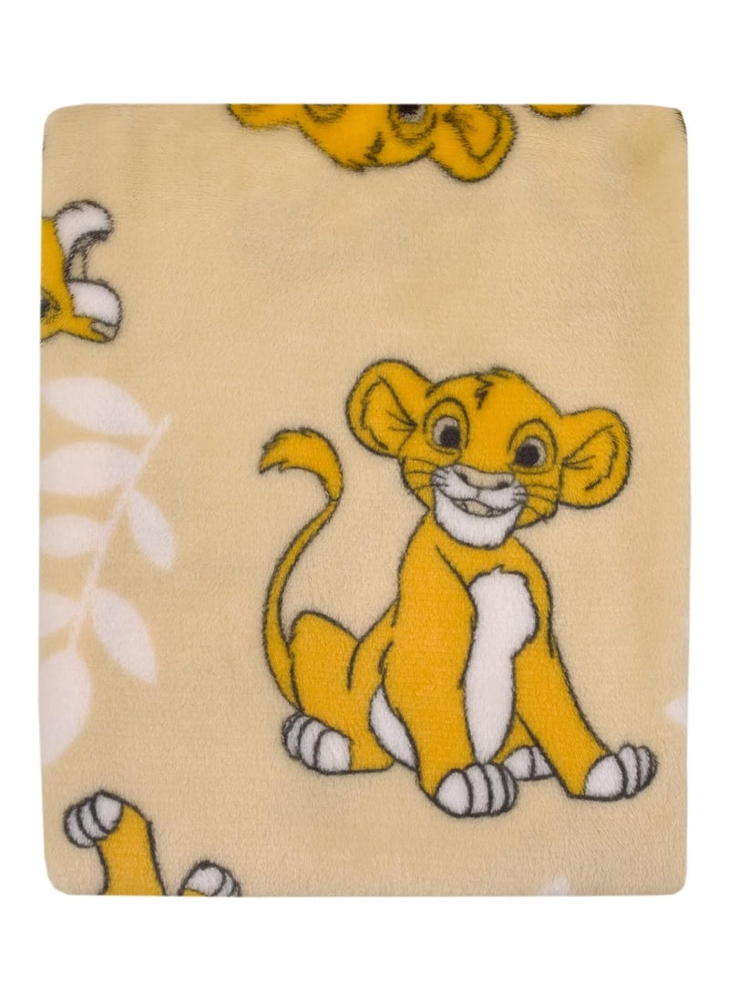 Disney Lion King Tan Beige And White Simba Super Soft Baby Blanket